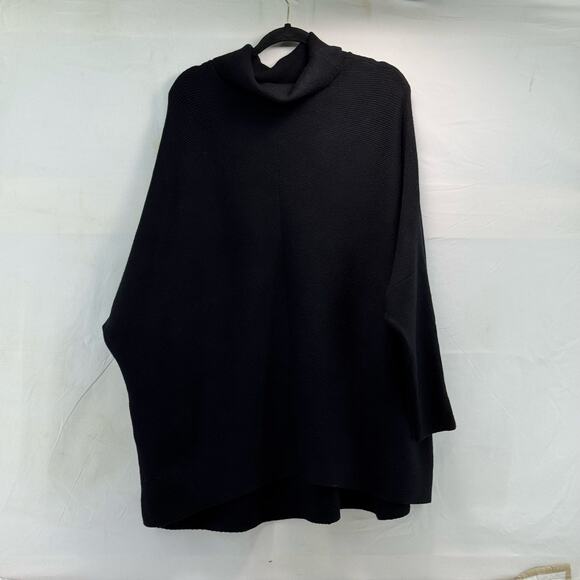 Black extra large, high, low turtleneck, oversized women’s sweater - Picture 1 of 8